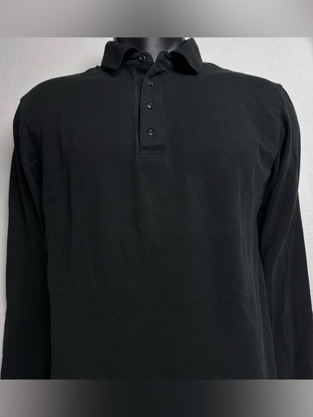 Scotch Soda Pique Long Sleeve Polo Shirt In Black Men's Size: Medium